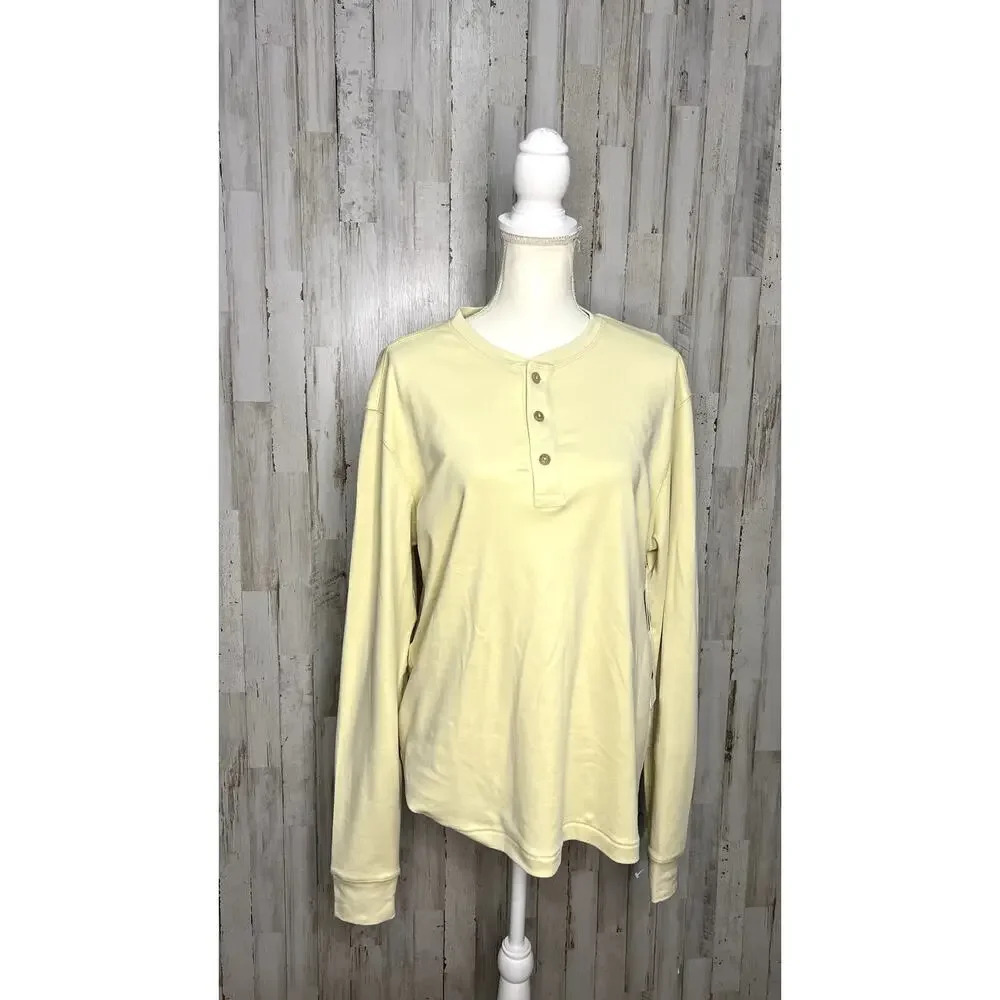 NWT Southern Proper Men's Medium Long Sleeve Henley‎ Shirt Yellow